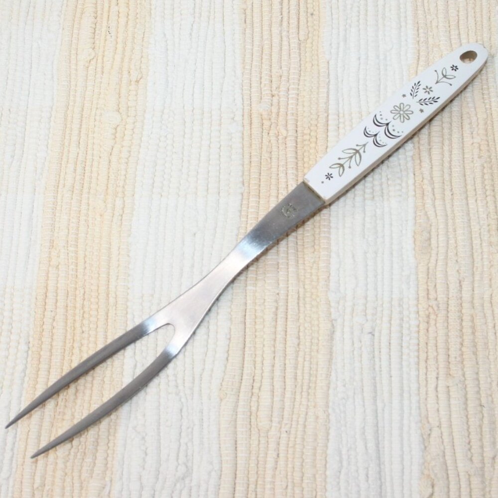 VTG FLINT ARROWHEAD STAINLESS 2 TINE MEAT FORK WHEAT HARVEST HANDLE 12" USA